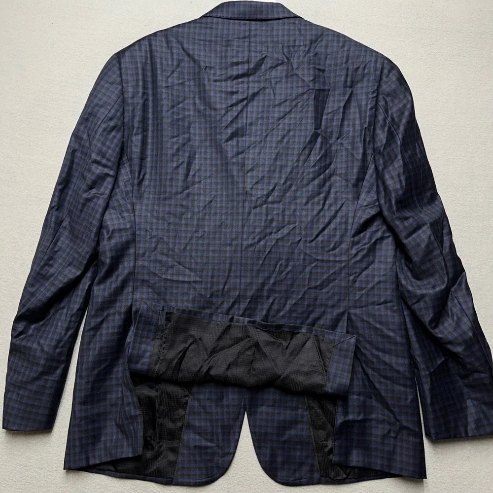 Emporio Armani blazer G Line Blue Black Super 130s Wool Check 54(40R) Sport coat